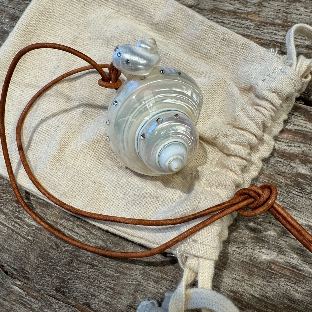 Handcrafted Iridescent Shell Pendant Necklace - Cream and Pearl